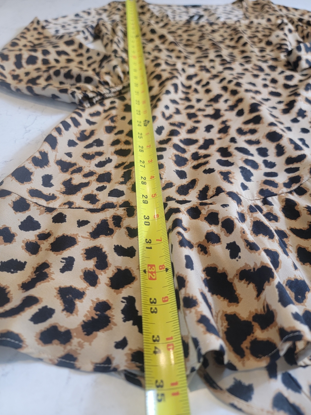 Express Leopard Print Long Sleeve Wrap Dress in Tan and Black - Picture 8 of 13